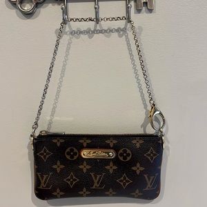 Authentic Louis Vuitton Monogram Pochette Milla Chain Wallet